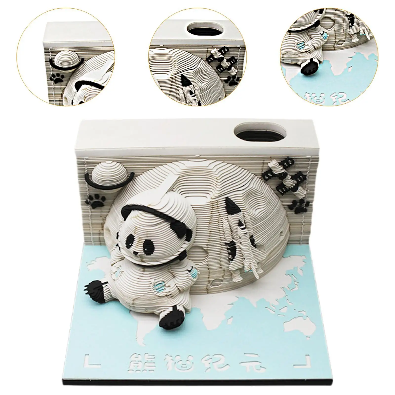 Panda 3D Memo Pad Paper Craft DIY Note Calendar 2025 Tabletop Keepsake Decoration