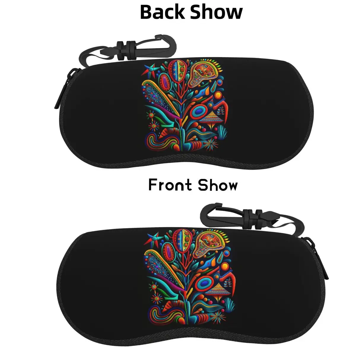 

Huichol Mexican Yarn Painting Style Throw Cushion Shell Glasses Case Portable Sunglasses Box Women Men Soft Eyeglasses Bag Pouch