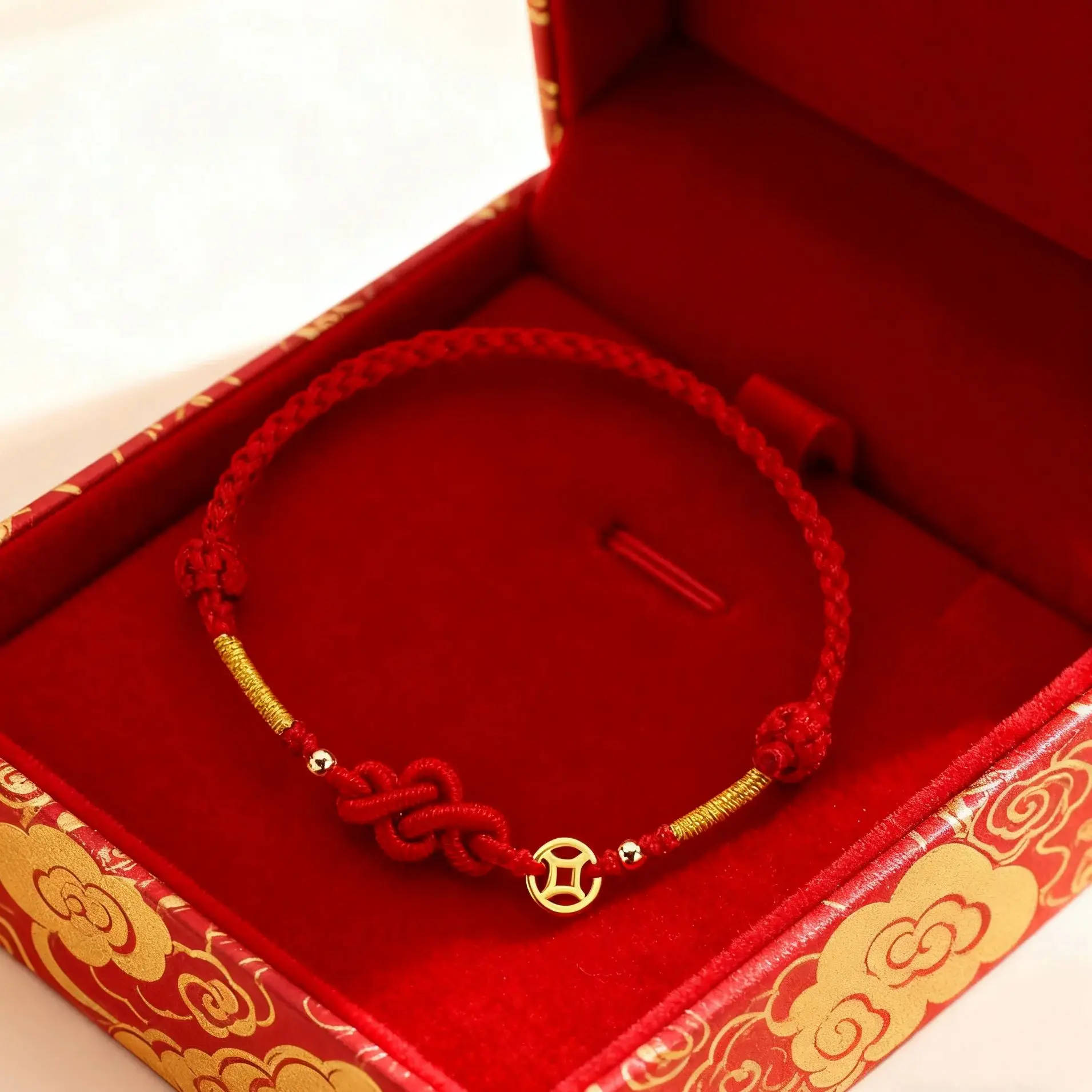 Simple New Year Ruyi Knot Copper Coin Braided Bracelet for Women Classic Chinese Knot Design Bracelet Party Jewelry Gifts