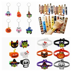 12PCS Halloween Party Favors Kids Ring Bracelet Wristband Keychain Halloween Theme Party Decor Halloween Party Gift Bag Fillers