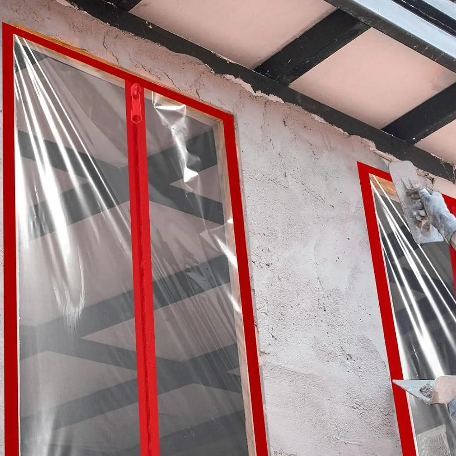 

4 Dustproof Zipper Self Instant Door Zipper 7" 3" Red Wall Accessories for Indoor Kitchen Decoration