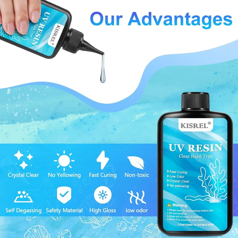ชุดทำเครื่องประดับเรซิน UV, เรซินใส 400 กรัมพร้อมแสงและแม่พิมพ์, ชุดเรซินทำเครื่องประดับ DIY, ชุดเรซินเรซินเริ่มต้น f