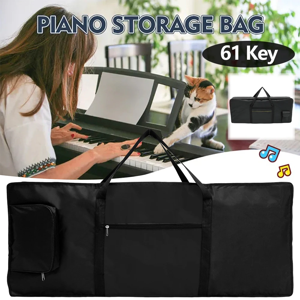 61 Key Keyboard Gig Bag with Adjustable Shoulder Strap Portable Electric Piano Case 420D Oxford Cloth with Padded Keyboard Case