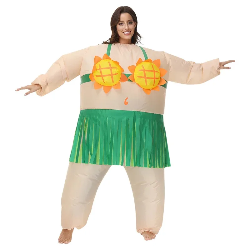 

Adult Unisex Funny Hawaii Sunflower hula Dancer Cosplay Blow Up Summer Holiday Halloween Party Inflatable Costume