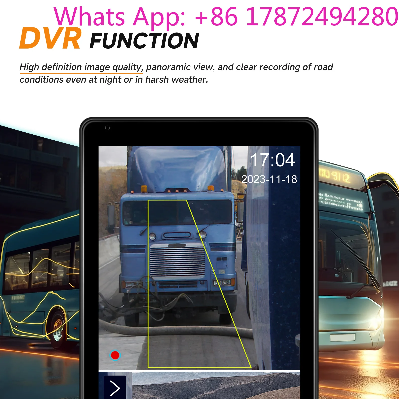 Screen Player Camera Function IP67 Waterproof 10.36'' Car Side