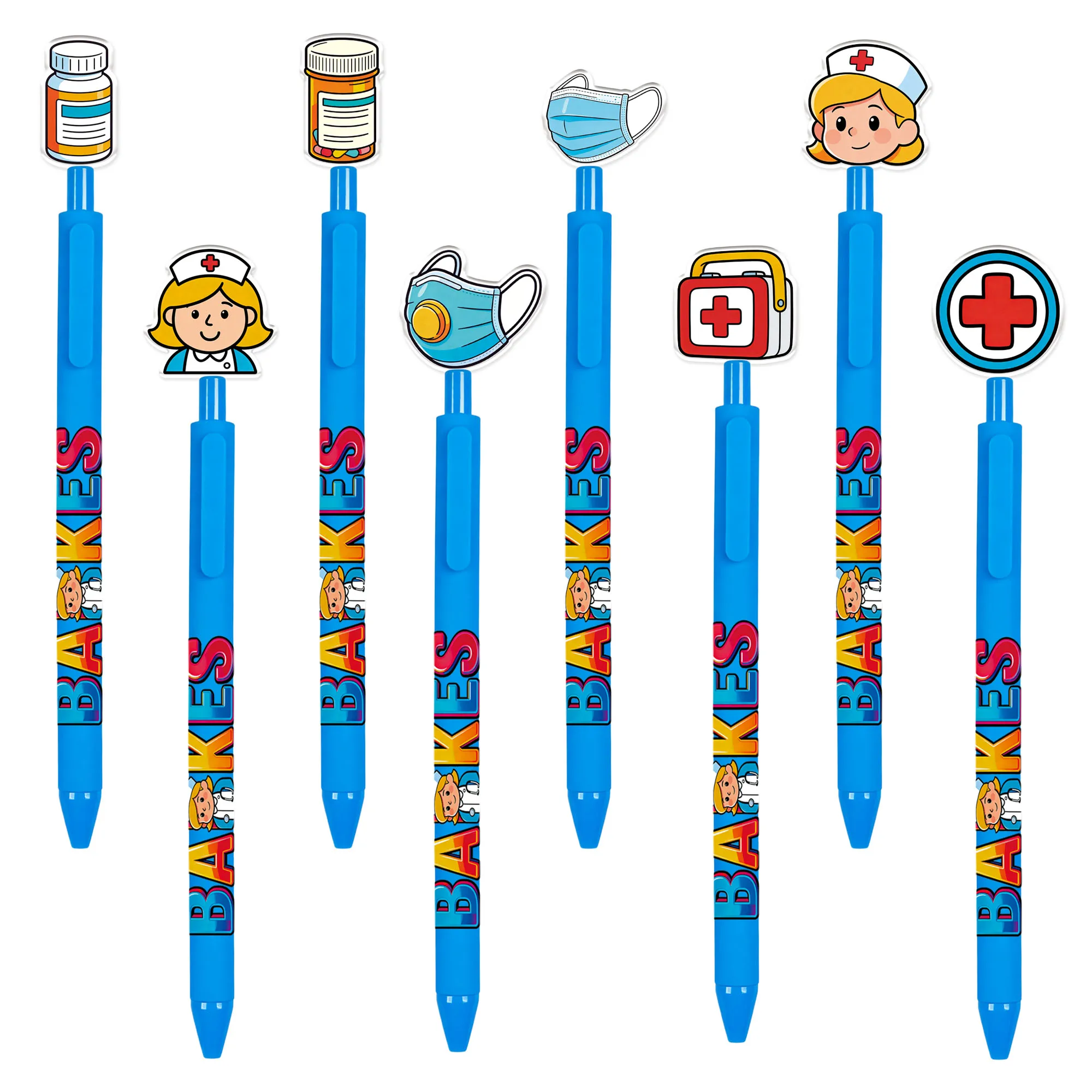 

8 штук / 15 штук креативных двусторонних акриловых шариковых ручек - специальные ручки с кнопочным механизмом для медицинского и сестринского использования.