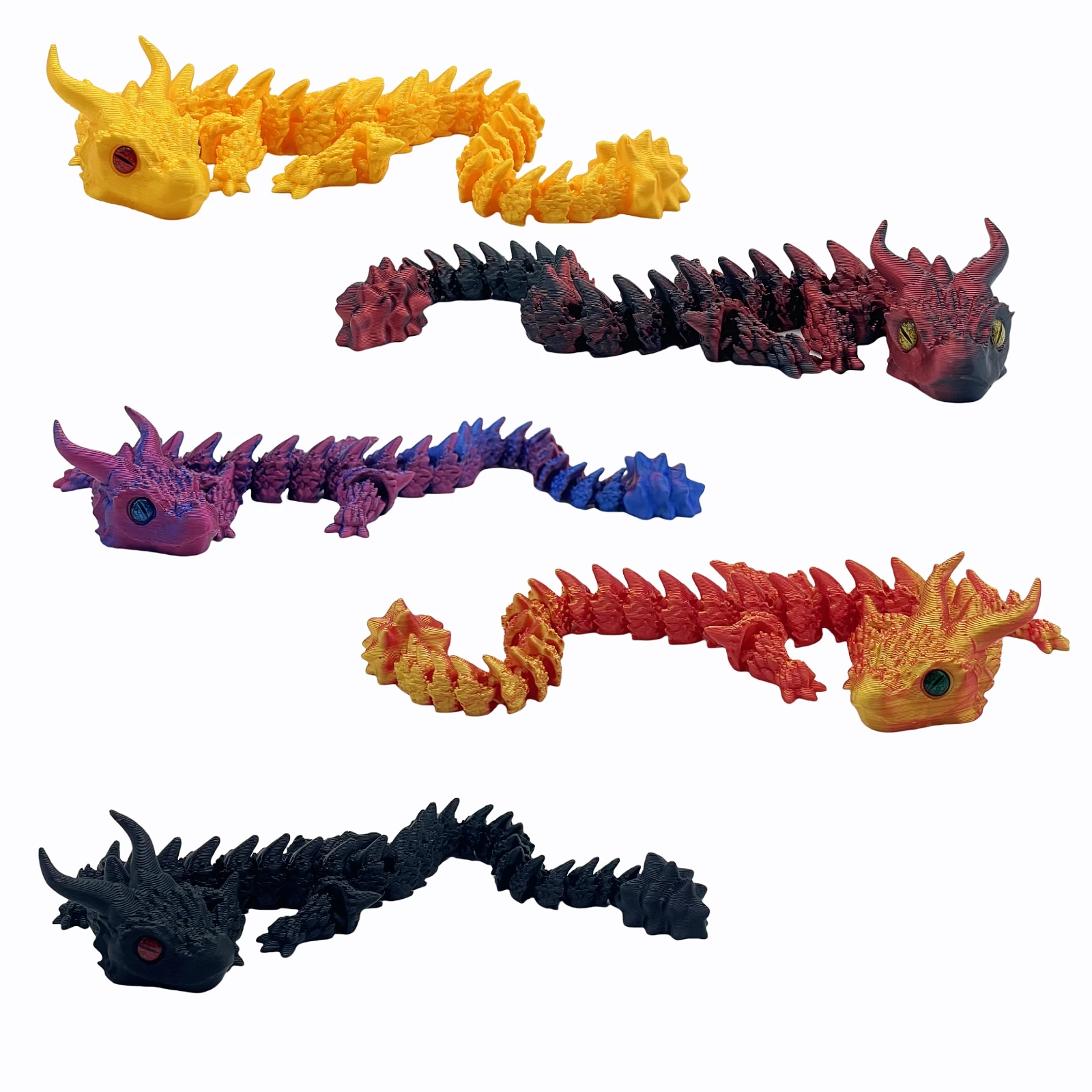 3D printed 3-piece/5-piece set of Qin Chielong with movable joints and lifelike eyes, home party holiday decor