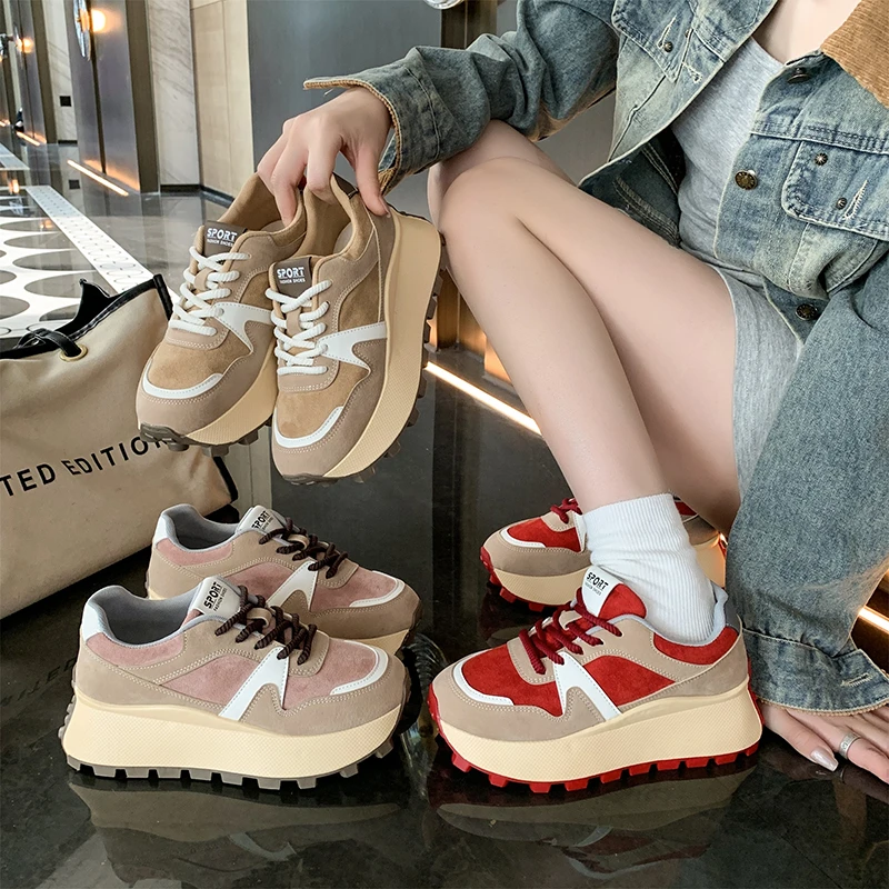 New Women's Fashion Sneakers Casual 6 Cm Thick Only Walking Shoes Luxury Designer High Quality Women's Shoes Zapatos De Mujer