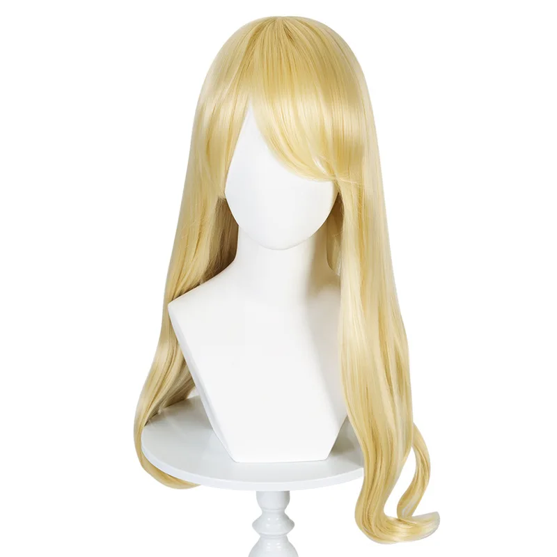 شعر مستعار اصطناعي أشقر طويل مجعد للنساء خط شعر طبيعي مقاوم للحرارة بدون صمغ زي للحفلات التنكرية اليومية #5