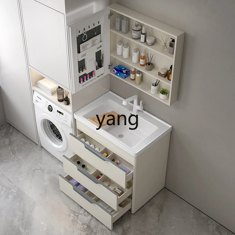 LH stainless steel laundry cabinet drawer integrated balcony wash basin with washboard