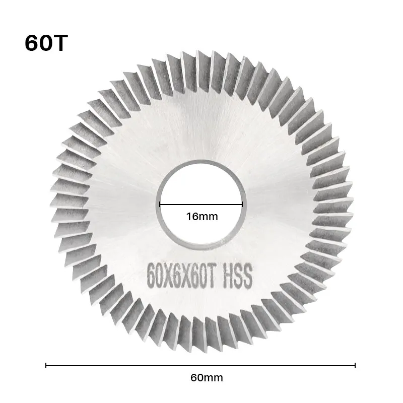 CMCP Key Machine Cutter 60x16x6mm 60Teeth Horizontal Key Cutting Machine Milling Cutter Single Side Saw Blade for Copy Keys