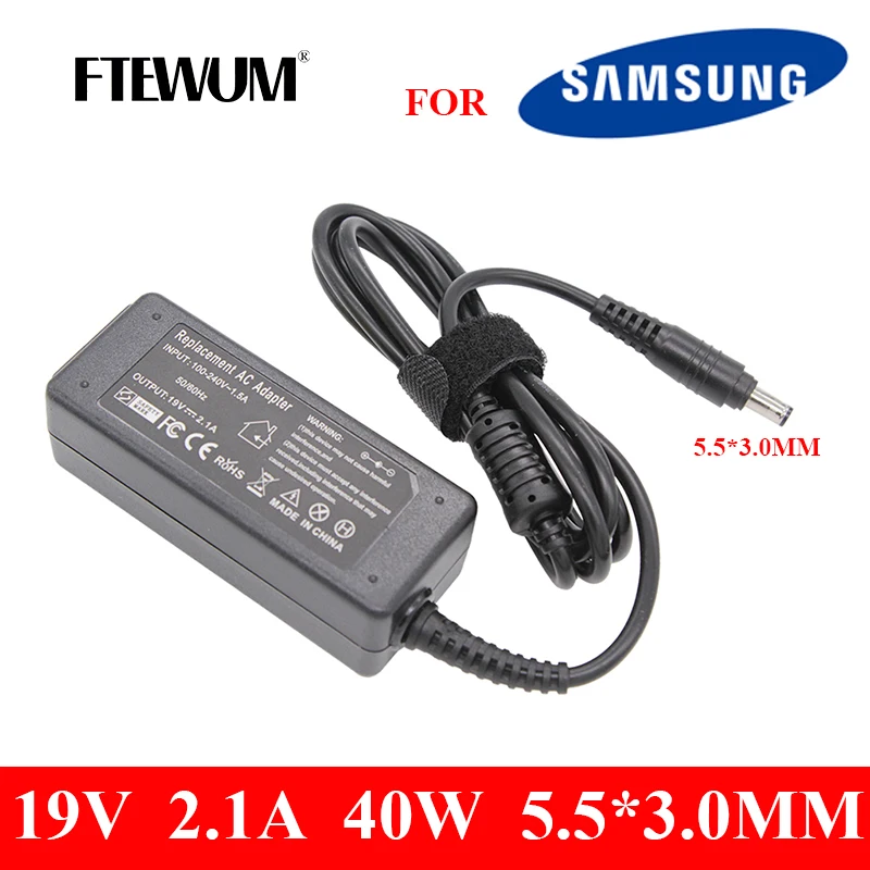 

19V 2.1A 40W 5.5*3.0mm AC DC laptop Adapter Charger power supply For Samsung Sense 630 pro 680 850 N145 N110 N102S X05 Notebook