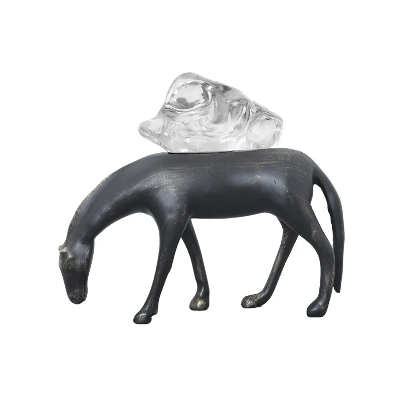 

Resin Handicraft Ornaments Horse Crystal Sculpture Simulation Animal Statue Home Decoration Accessories Figures