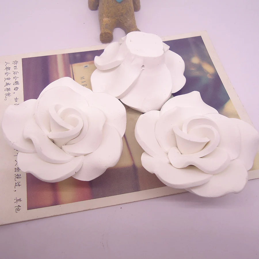 5 teile/lose 50mm 3D Große Große Handgemachte Polymer Clay Weiße Rose Blume Zubehör Diy Hochzeit Braut Schmuck Kleid Dekoration – Detail 14