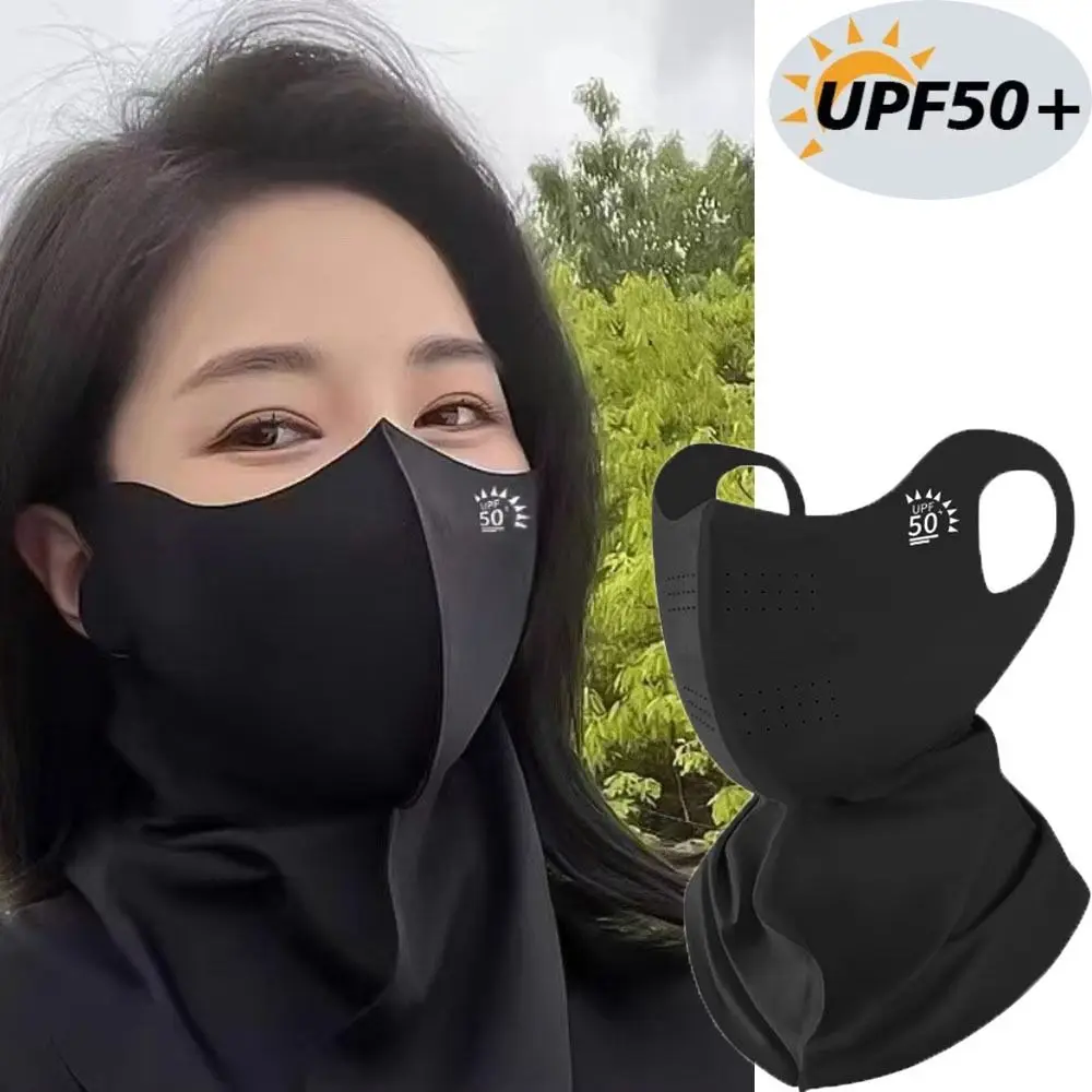 

UPF50+ Sun Protection Mask 3D Ice Silk Anti-UV Neck Scarf Sunscree Fashion Dustproof Sunshade Face Mask Outdoor