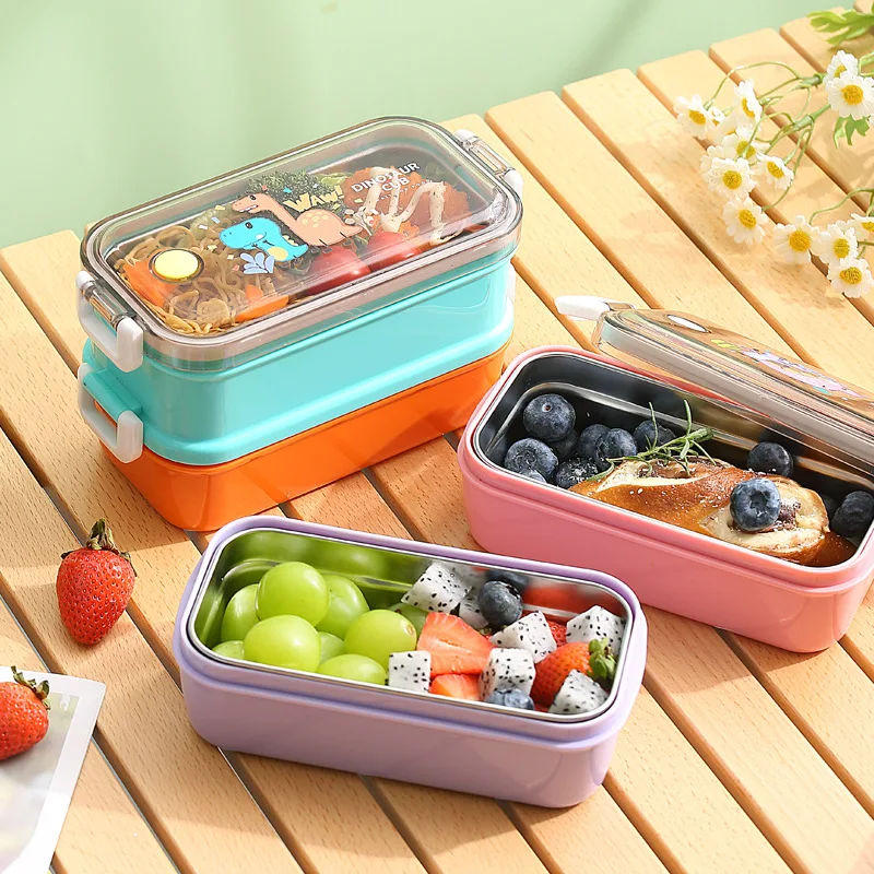 Children\'s Lunch Box 304 Stainless Steel Bento Box Sealed Leak-proof Food Container Portable Picnic School Office Storage Box