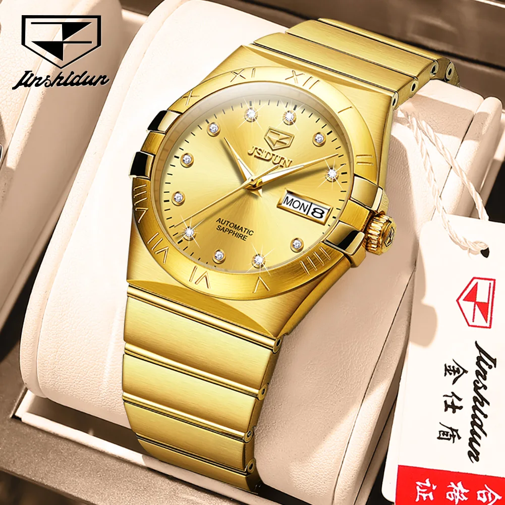 JSDUN New High Quality Men Watch Classic Fashion Automatic Mechanical Wrist Watch Men Original Stainless Steel Watches for Men