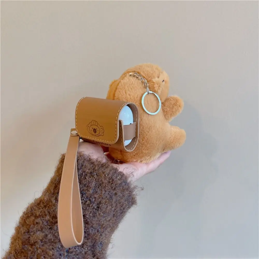 Cute Capybara Earphone Bag Plush with Lanyard Bluetooth Earbuds Case Cartoon Gift Keychain for Airpods 1/2/3/4/Pro/Pro2 Gift