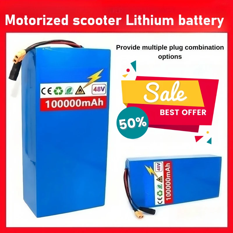 

48V 100Ah Motorized scooter Lithium battery Citycoco 50A BMS Folding car battery 13S6P outdoor power tool backup battery