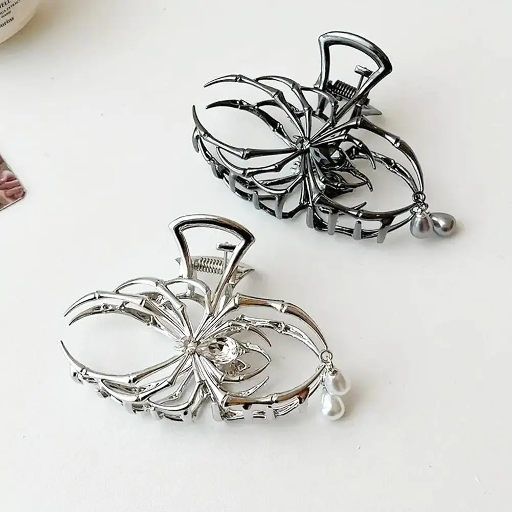 Big Sliver Spider Hair Claw Clips For Women,Strong Hold Hair Jaw Clips For Thick Thin Hair,Halloween Spider Hair Accessories