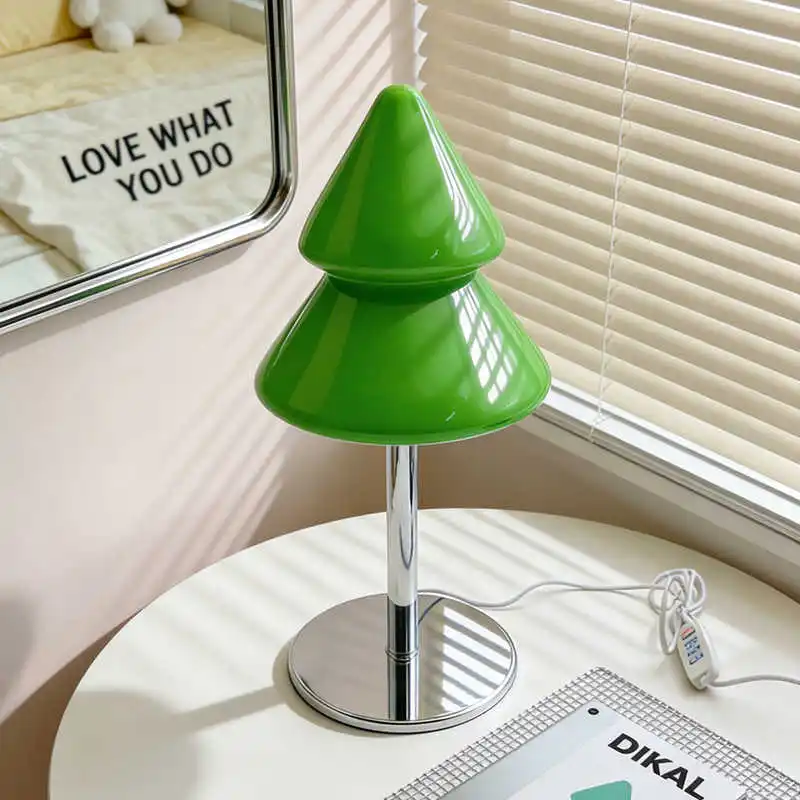 

New Style Nordic Mid-Century Christmas Tree Glass Table Lamp Girlish Bedroom Bedside Desktop Ambient Decorative Ornament