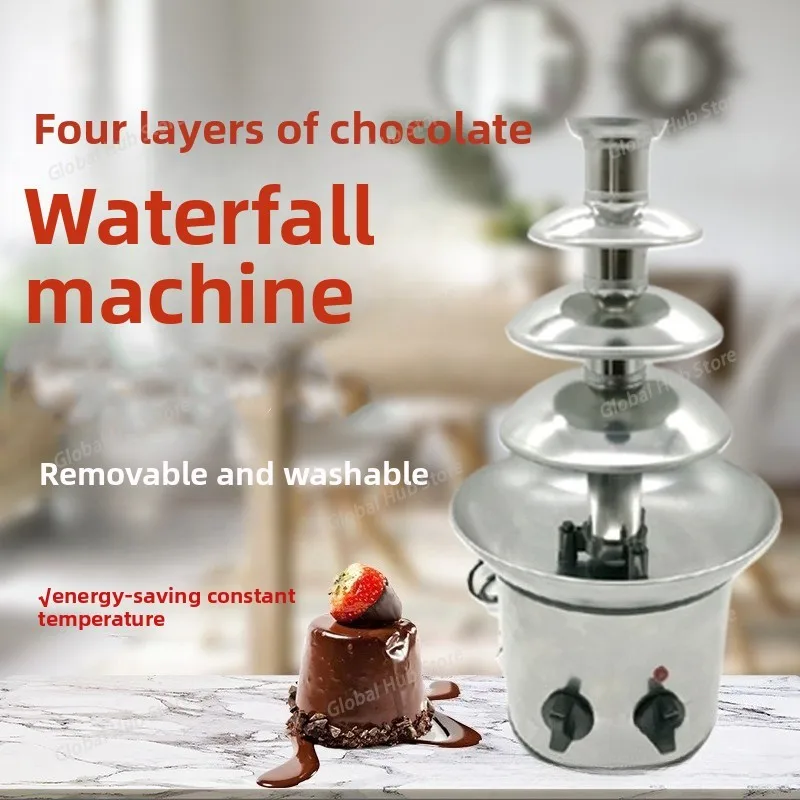 

Chocolate Fountain Machine, Four-layer Diy Chocolate Waterfall Melting Sauce Machine for Baking Hotel Buffet