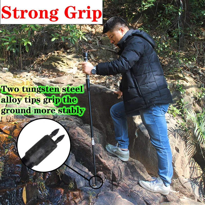 

Multifunctional Adjustable Telescopic Aluminum Alloy Hiking Walking Stick Trekking Poles for Hiking Collapsible Self Defense
