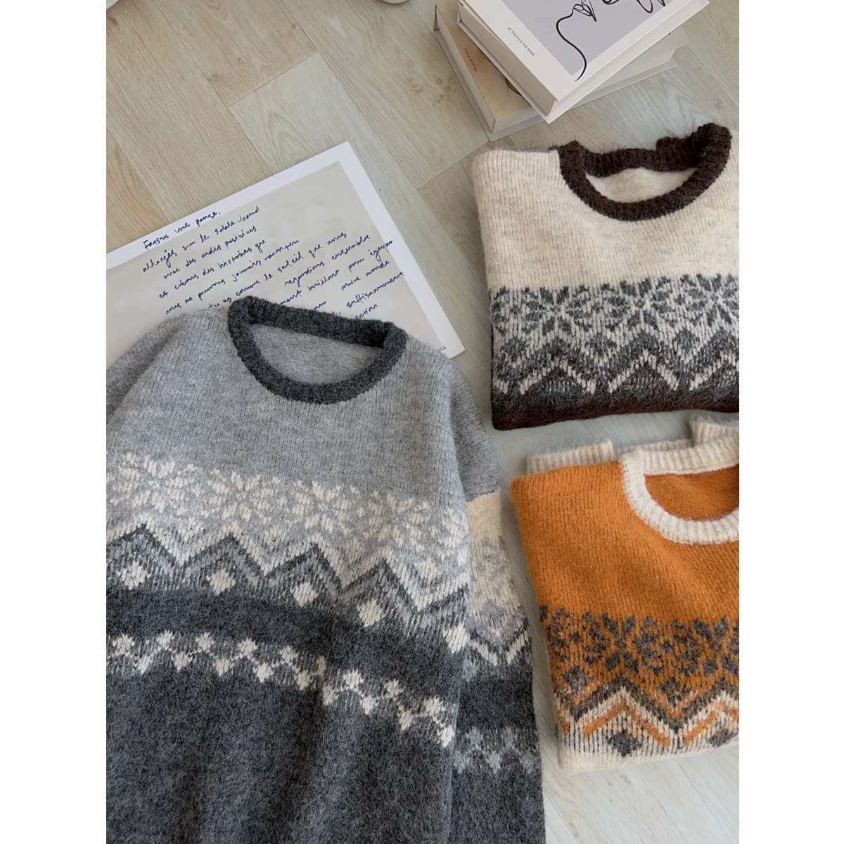 UMI MAO suéter de punto Top patrón de diamante Otoño Invierno suelto suave lana estilo perezoso suéter mujeres