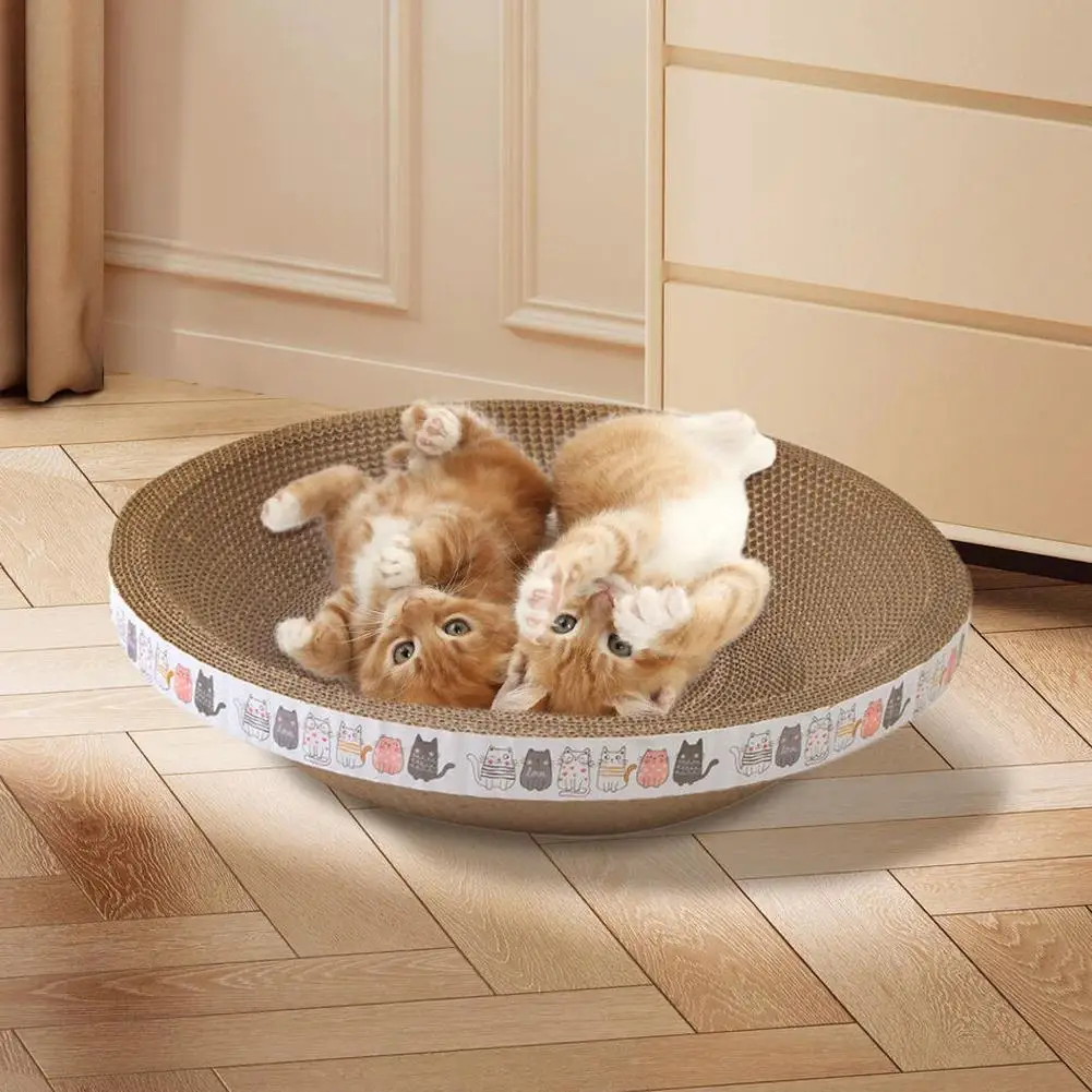 Langlebiges Wellpappe-Kratzbett für Katzen, rund, oval, Kratzmatte, Schale, Nest, nicht haarverlustend, Krallenspielzeug für große Katzen, Ruhegeschenk – Detail 7