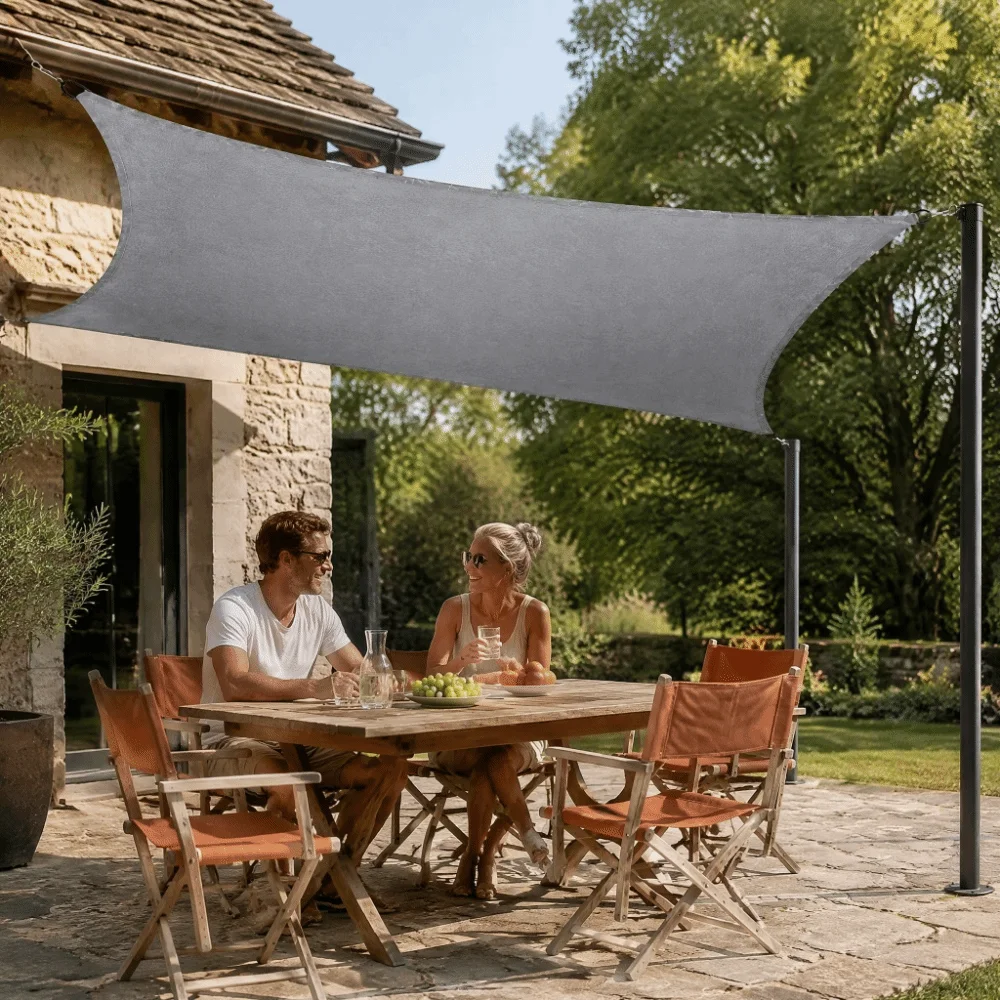 Portable 2x3m Sun Shade Sail Rectangle Practical Rain Protection Canopy Polyester Block Awning Carport