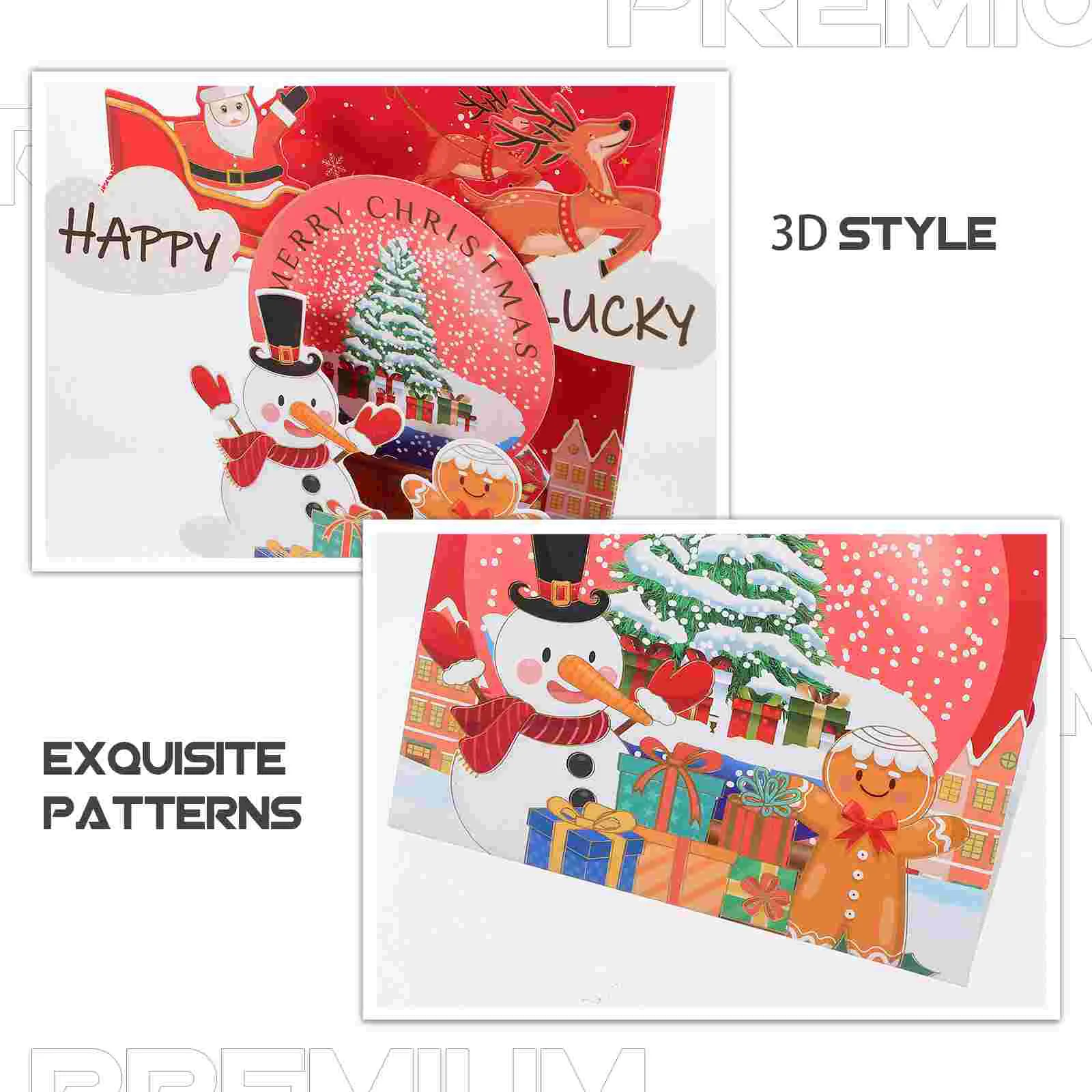 Three-dimensional Red Envelope Greeting Card Gifts Christmas Themed for Holiday New Year Decorative Festive