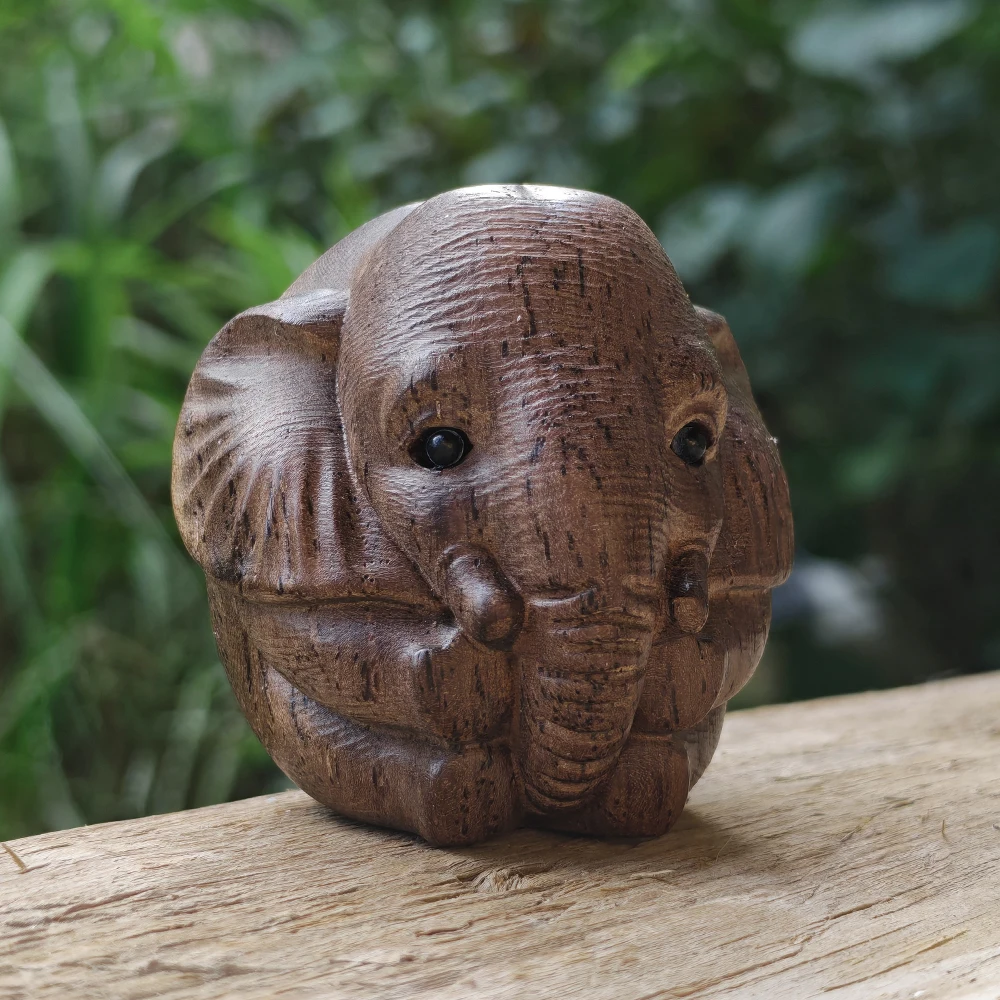 1.8 Inch Hand-Carved Wooden Elephant Figurine Ornament, Simple Style, Modern Style, Suitable for Holiday Decorations, Christmas Decorations, Office, New Year Gifts, Men's Gifts, Housewarming Gifts, Living Room
