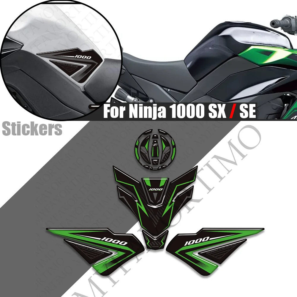 For Kawasaki Ninja 1000SX 1000 SX SE Motorcycle Tank Pad Knee Grip Gas Fuel Oil Cap Protection 3D Stickers Decals Accessories