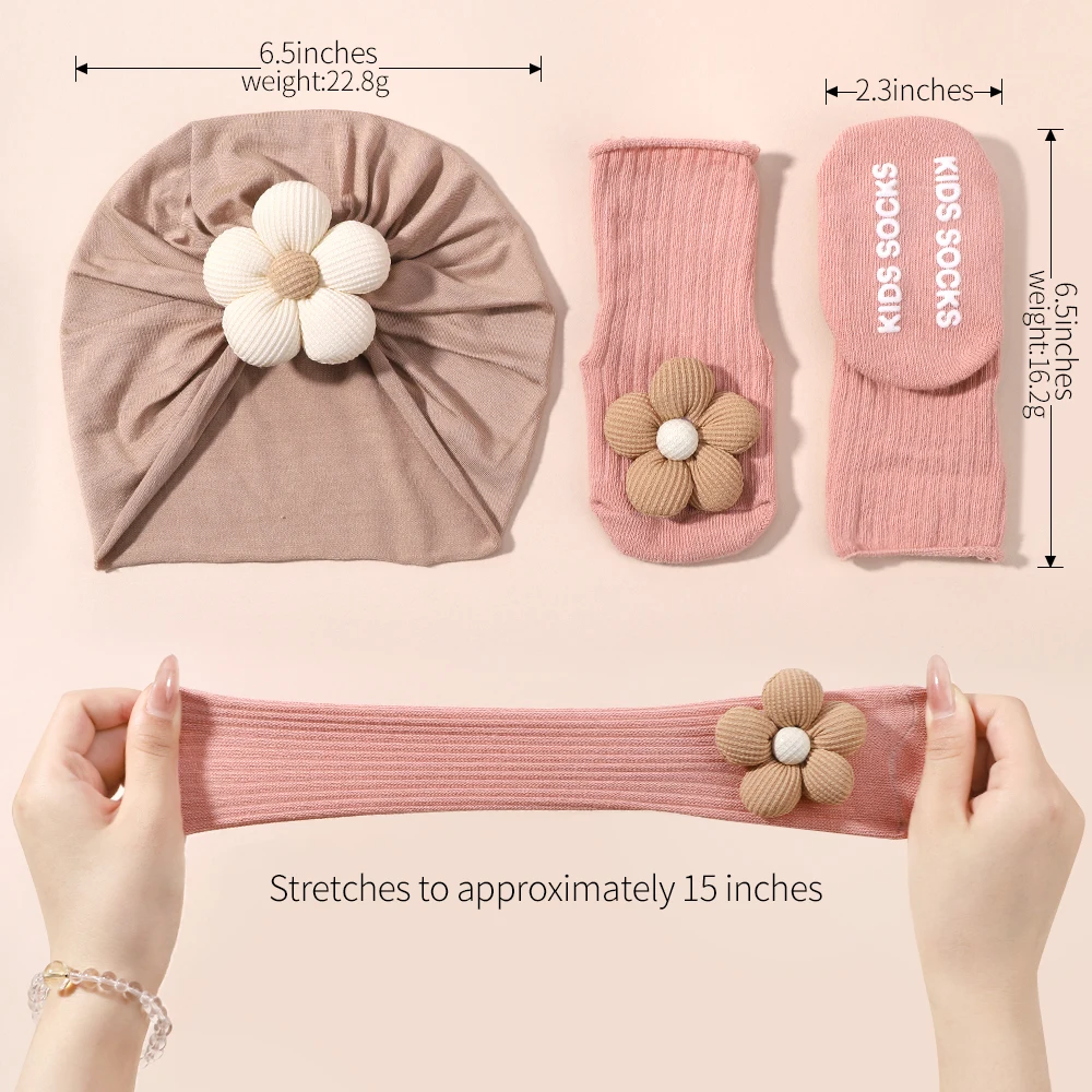 Bebê recém-nascido Headband com meias para meninas, Elastic Knit Turban para crianças, Baby Bows, Soft Nylon Headwear, Acessórios para cabelo