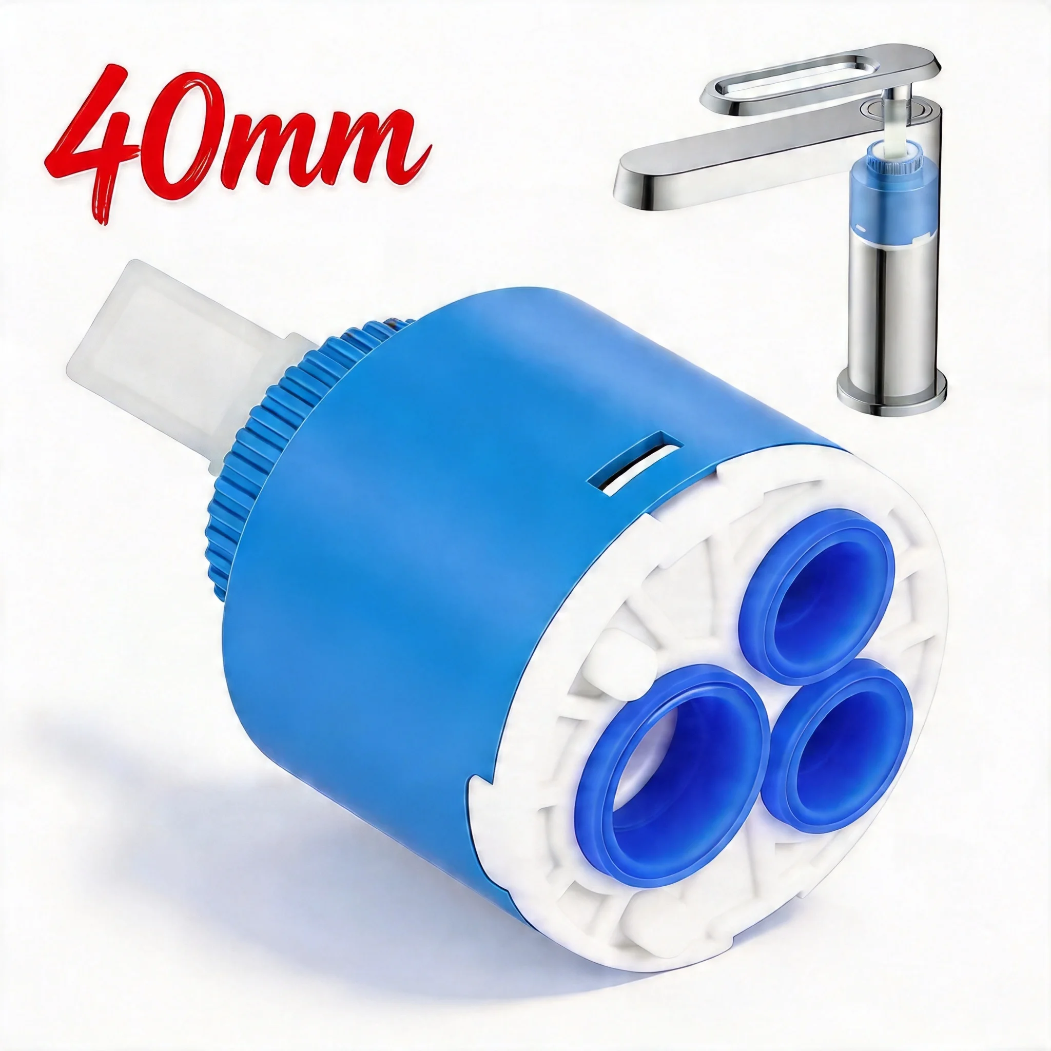 40MM Tap Mixing High Spool Valve Ceramic Disc Cartridge Replacement Part Kitchen Bath Basin Shower Faucet Control Accessories