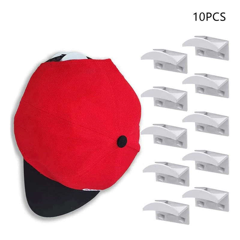 

10 Pack Adhesive Hat Hooks for Wall No Drilling Strong Hold Hat Hangers Minimalist Hat Rack Design for Home Room Closet