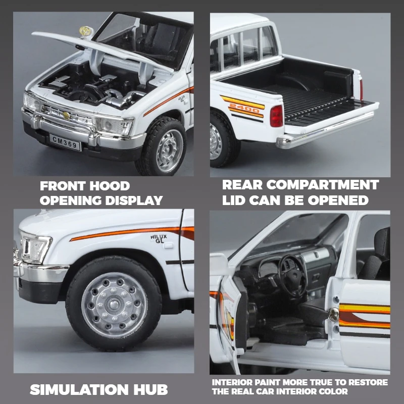 Miniatures 1:32 Toyota Hilux Off Road Pickup Truck Alloy Diecast