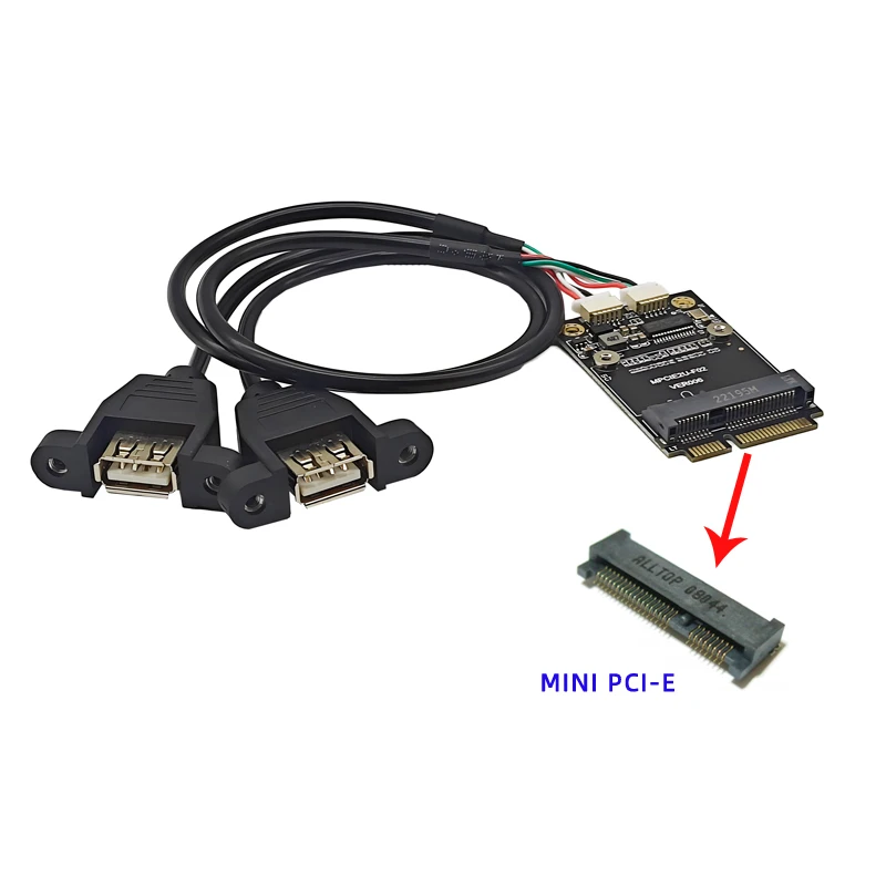 Mini PCI-E para 2 Portas USB 2.0 Adaptador para Placa-Mãe, Notebook Cartão de Expansão com Mini Interface PCIE, PCI Express Card