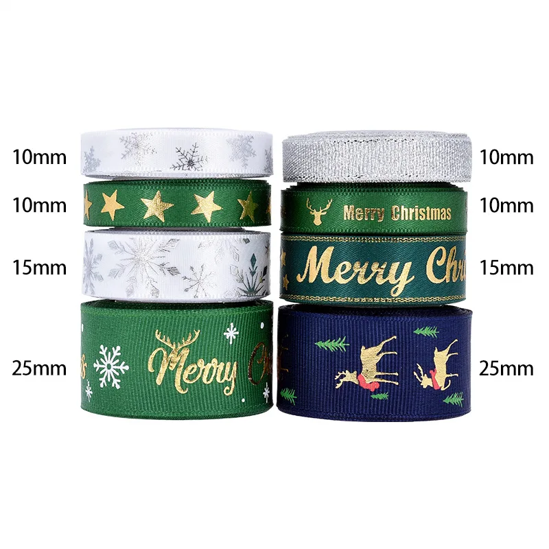 New Christmas Decoration Ribbon Printed Deer Letter Forged Ribbon Gift Wrapping Christmas Ribbon Combination 5 Yards/roll