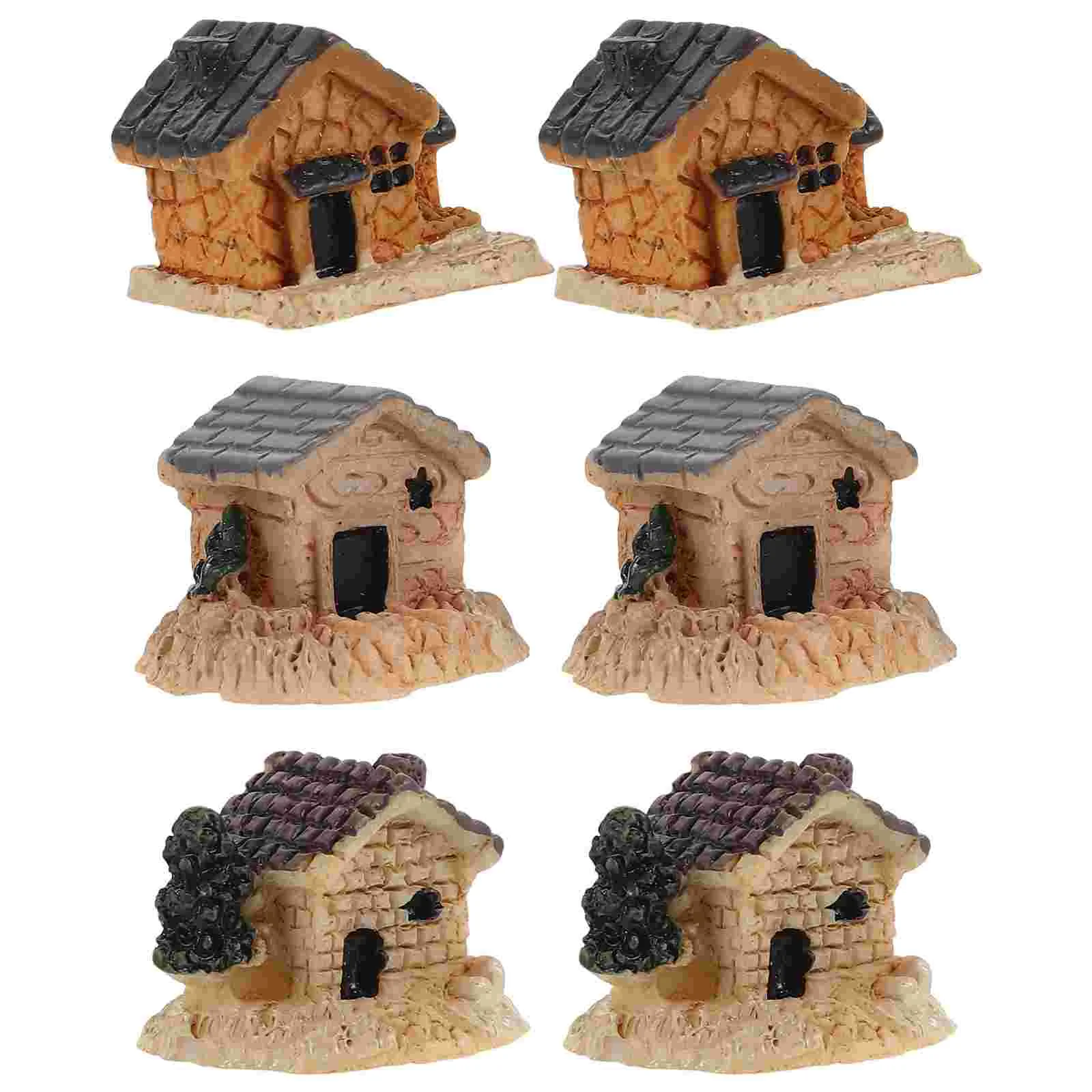 

6 Pcs Mini Ornaments Terrarium Decor Dollhouses Village Sand Tray Miniatures Resin Figurines Bonsai Store Tiny