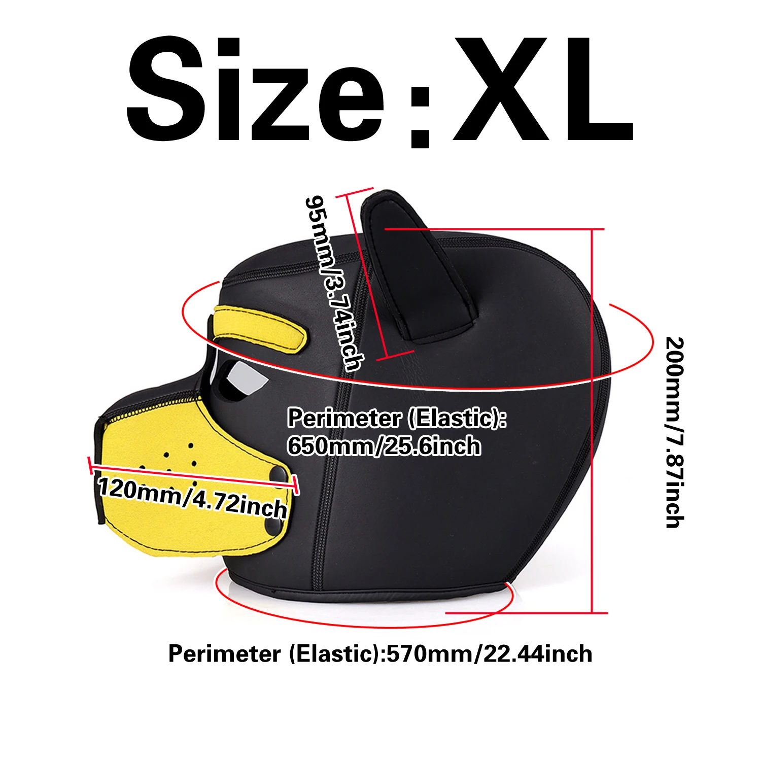 Yellow Neoprene dog headgear vest collar armband costume party costume mask cosplay Halloween gift Christmas gif view 3