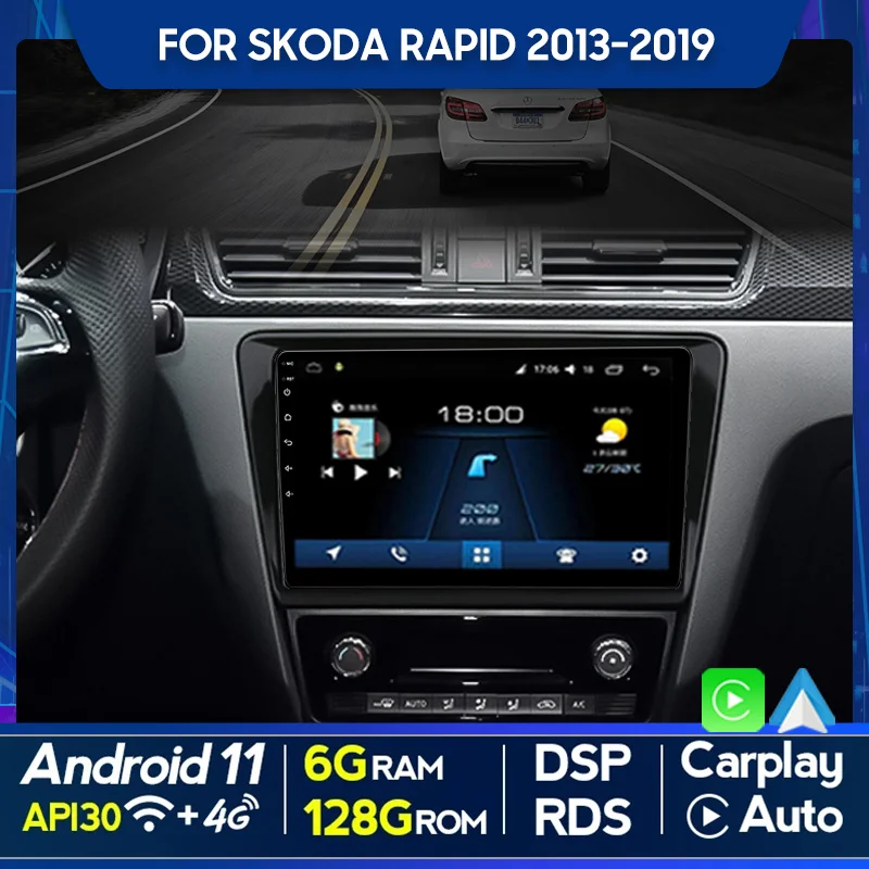 QSZN For Skoda Rapid 2013-2019 9 inch 2din Android 12.0 Car Radio Multimedia Video Player GPS Navigation 4G Carplay head unit