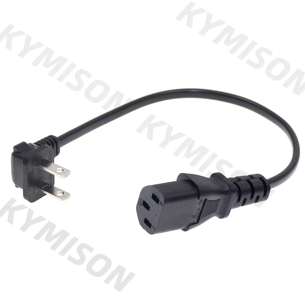 Enchufe angular Universal de 2 clavijas a IEC 320 C13, Cable de alimentación CA NEMA 1-15P a C13 para Cable de extensión PDU UPS