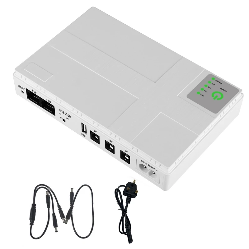 UPS 10400mAh UPS 5V 9V 12V 1A LCD Monitoring Screen, Standby Power, USB Charging,Uninterruptible Power Supply Battery D46B