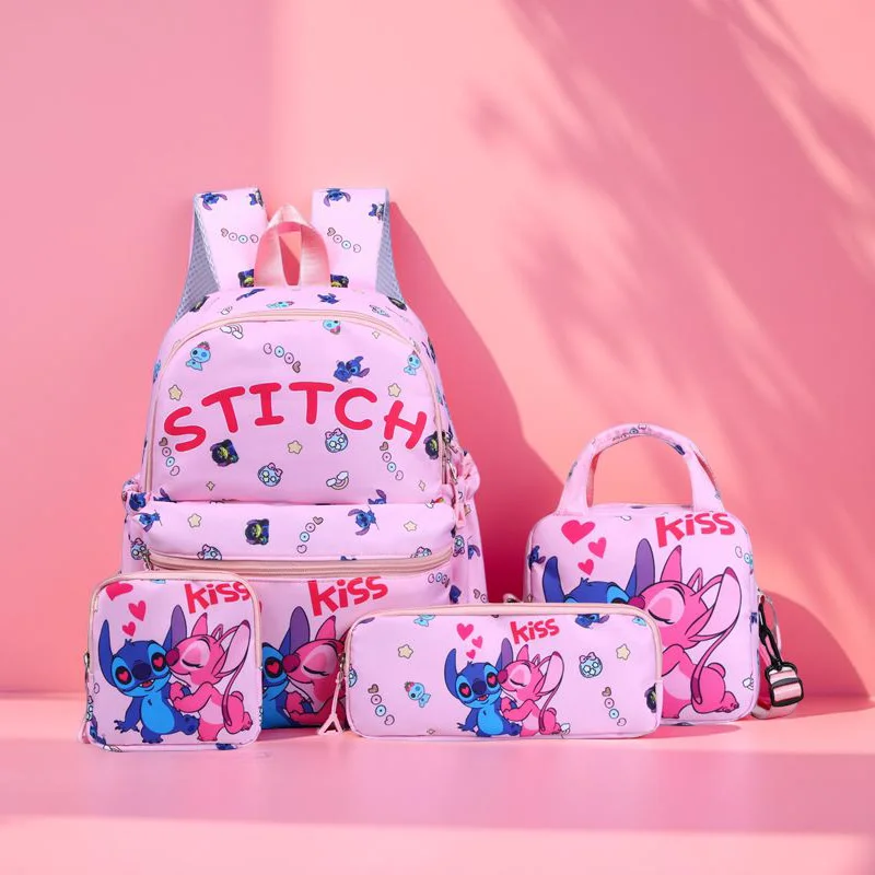 

Disney 4pcs Stitch Backpack, Pencil Case, Shoulder Bag, Wallet Set, Stitch and Angel School Bag, Casual Student Travel Daypack