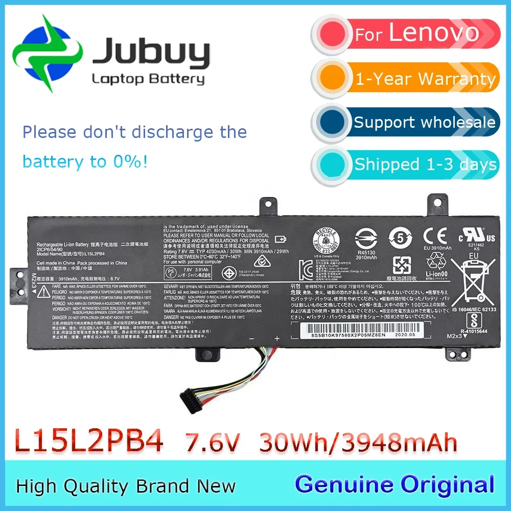 

L15L2PB4 7,6 В 30 Втч оригинальный аккумулятор для ноутбука Lenovo IdeaPad 310-14IKB 310-14IAP 310-15IKB 310-15ISK 15ABR L15L2PB5 и т. д.