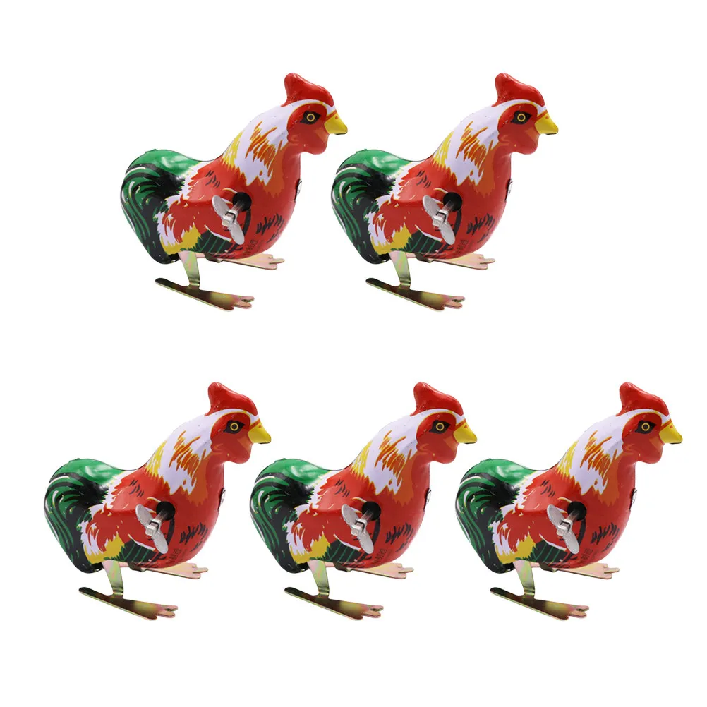 

5Pcs Colorful Iron Wind-Up Rooster Animal Clockwork Jumping Fun Game Children Birthday Gift Wind-Up Toys