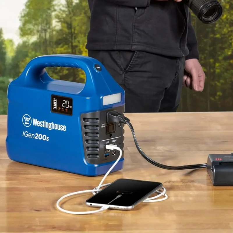 

Modified Sine Wave AC Outlet, Backup Lithium Battery for Camping，194Wh 300 Peak Watt Portable Power Station & Solar Generator