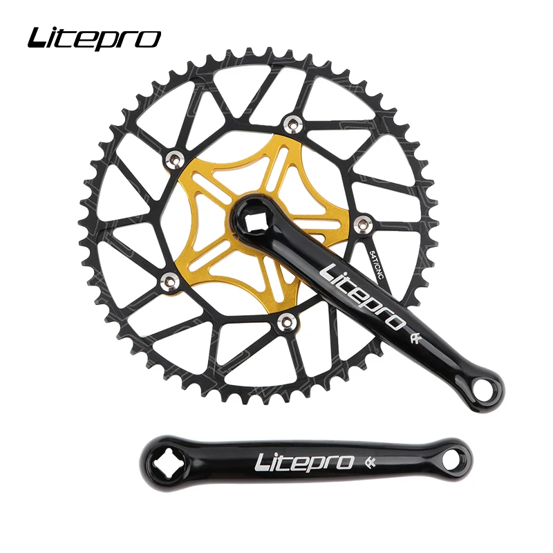 LPLitepro folding bicycle Crankset BCD130 sprocket Retro square connecting rods Crank aluminum alloy Bike Chainwheel Spare parts