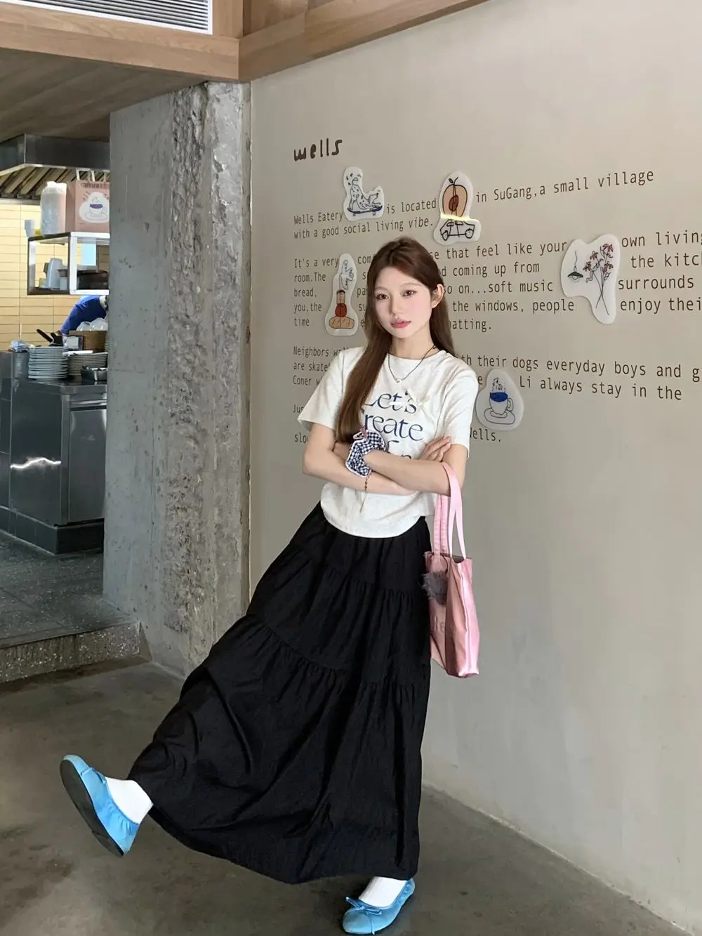 

Summer Gentle Style Printed Loose Short Sleeve round Neck T-Shirt And Skirt Two-Piece Set Women's Fashion Comfortable Clothing